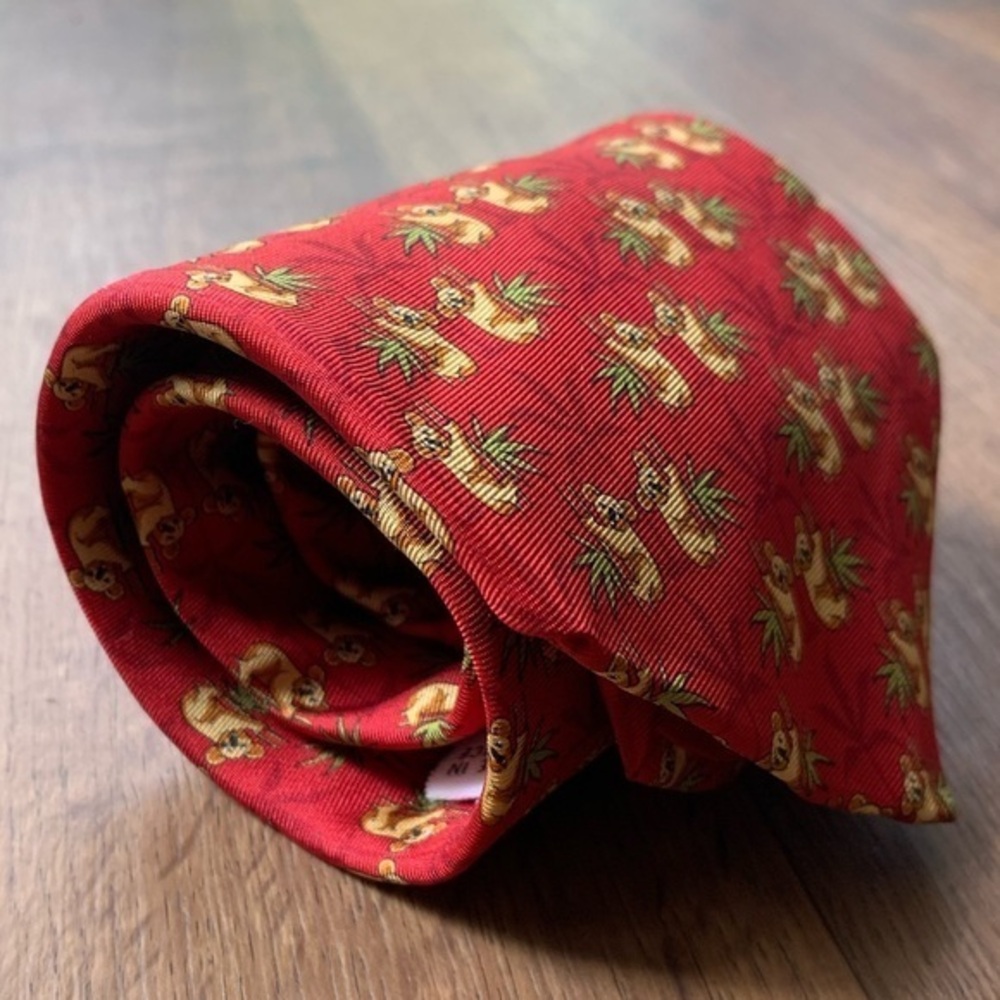 DIOR “Koala’s” Red Silk Tie